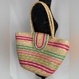 Colorful Straw Tote Bag